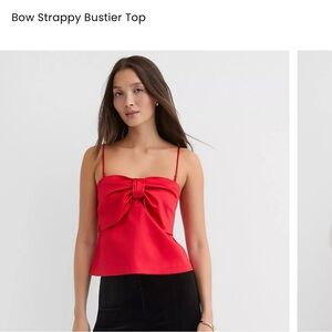LOFT Red Bow Strappy Bustier Top NWT